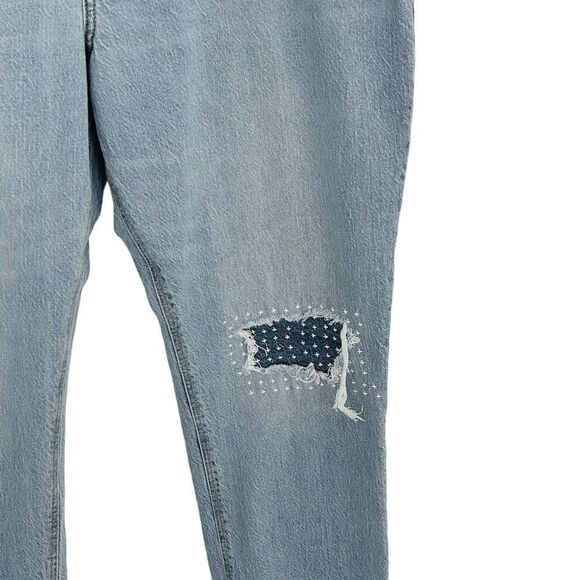 Old Navy high-rise slouchy straight jeans with patched knee detail size 14 - Picture 3 of 7